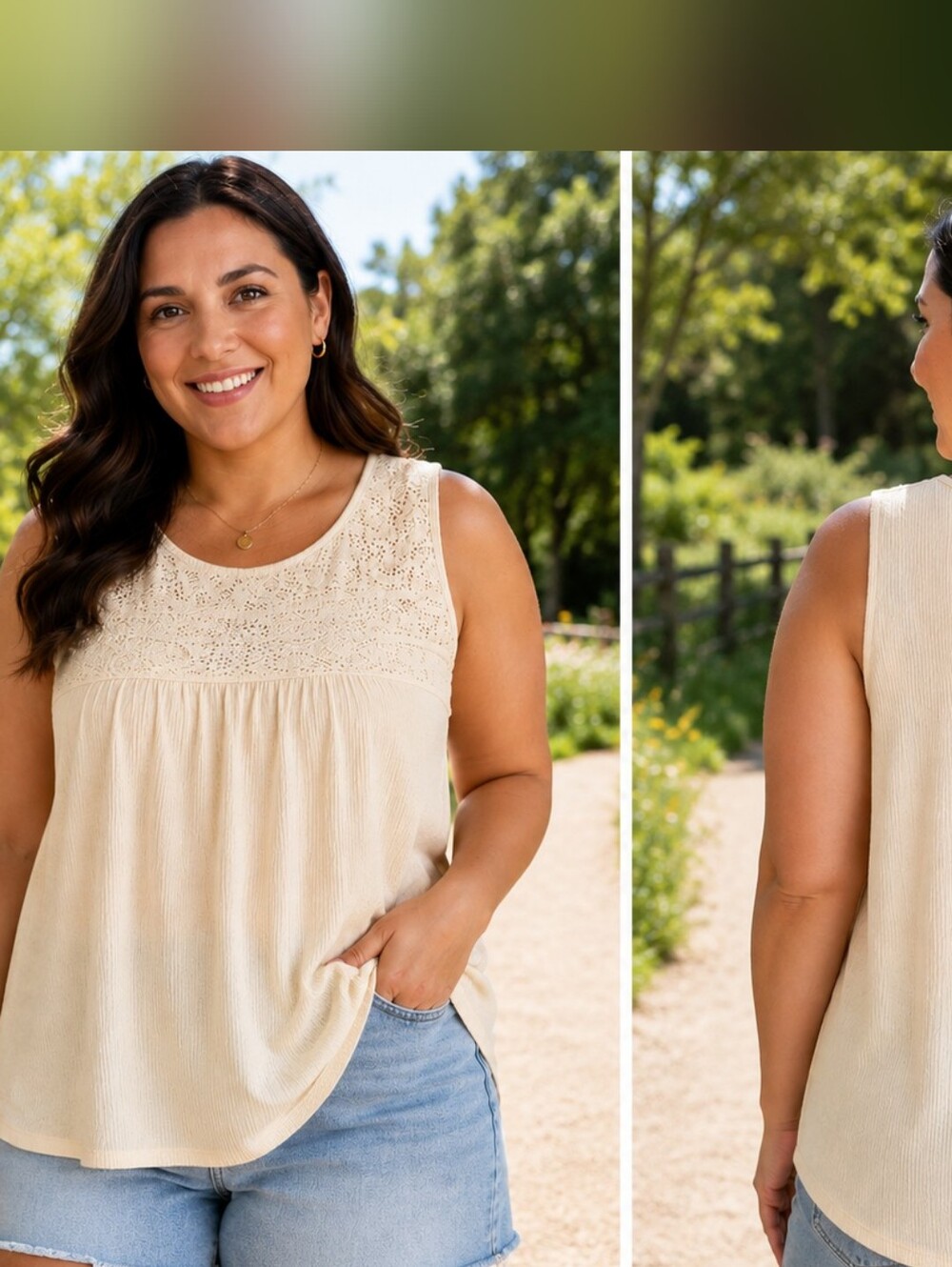 Old Navy XXL Cream Crochet Lace Tank Top | Boho Sleeveless Summer Blouse